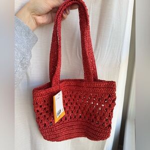 H&M Straw Tote Bag Red